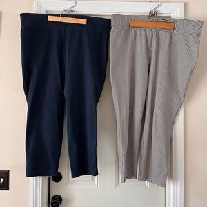 2 Old Navy elastic waist Ankle length pants, 20 Plus! black/white check & navy!
